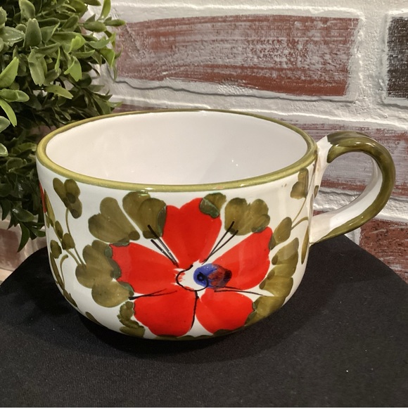 Beautiful ceramic flower painted coffee tea mug from “Italy” - large - nice - Picture 2 of 11